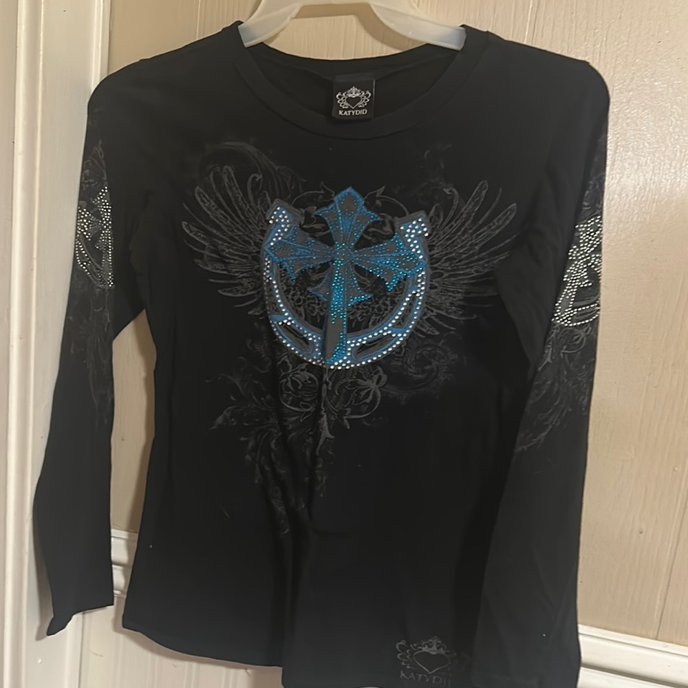 Katydid Black Long Sleeve with Blue Anchor